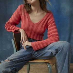 Urban Outfitters Red BDG Mavis Cropped Sweater
